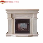 Customized Size Beige Marble Fireplace Surround With Polished / Drawing Surface