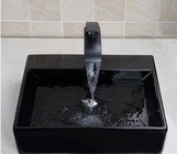 24&quot; Black Granite Stone Tile Bathroom Vessel Sink With Polished Surface