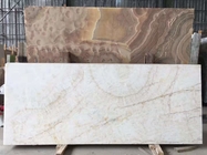OEM White Onyx Marble With Khaki Brown Veins Tiles Slab / Countertop Marble Slab