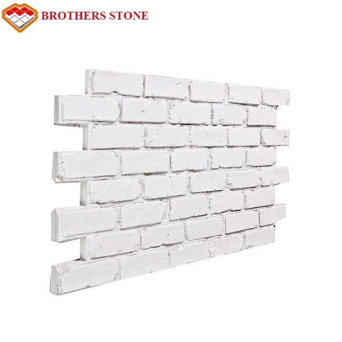 White FauxBrick Wall Panels Stacked Stone Design Wall Panel