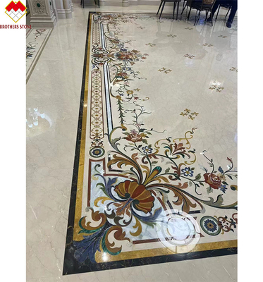 Customized Cut-To-Size Water Jet Marble Inlay Medallion for Modern Villa and Hotel