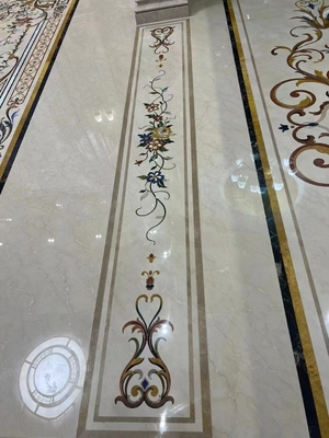 Customized Cut-To-Size Water Jet Marble Inlay Medallion for Modern Villa and Hotel