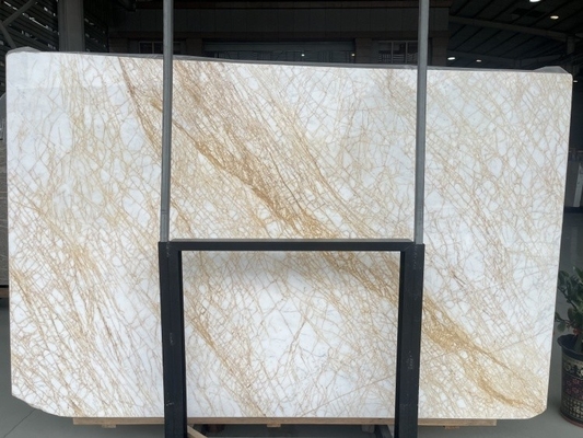 Polished Spider Golden Marble Slab Ideal for Modern Villa Wall Floor Graphic Design