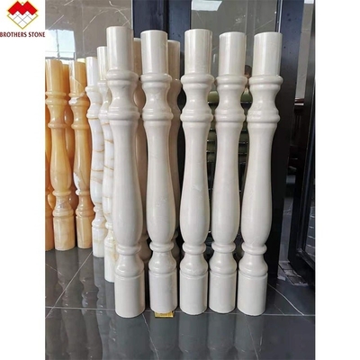 Customized Hotel or Villa White Marble Alabaster Stair Baluster Modern Design Style
