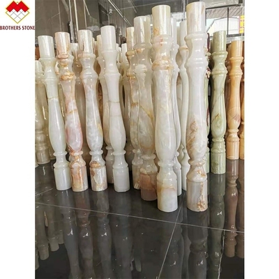 Customized Hotel or Villa White Marble Alabaster Stair Baluster Modern Design Style