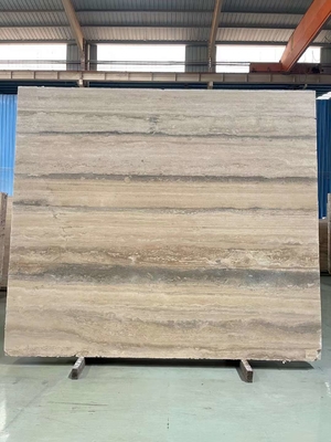 12x24 Inch Size Grey Veins Beige Travertine Floor Slab at Good in Modern Design Style
