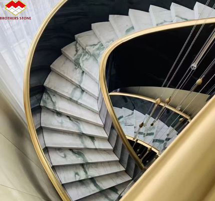 Custom Luxury Panda White Marble Stairs Natural Stone for Straight Staircase Design