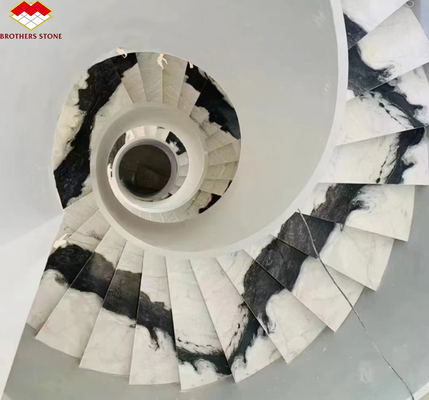 Custom Luxury Panda White Marble Stairs Natural Stone for Straight Staircase Design