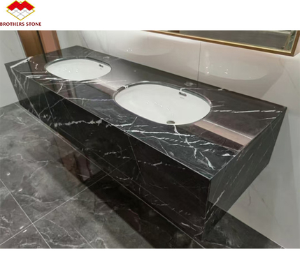 White Veins Marble Sink Cut to Size from Calcite Marble for Modern Hotel Villa Design