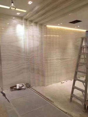 Indoor Lavabo Component Translucent White Gold Vein Wood Look Onyx Marble Slab for Grade Wall and Floor Tiles