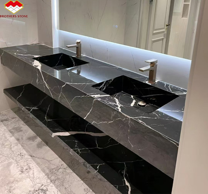 White Veins Marble Sink Cut to Size from Calcite Marble for Modern Hotel Villa Design
