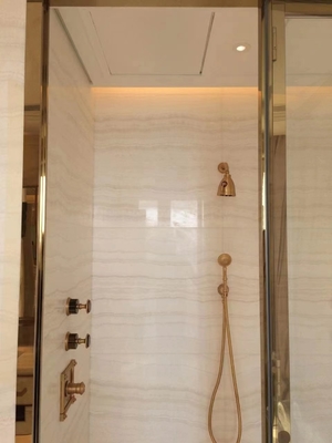 Indoor Lavabo Component Translucent White Gold Vein Wood Look Onyx Marble Slab for Grade Wall and Floor Tiles