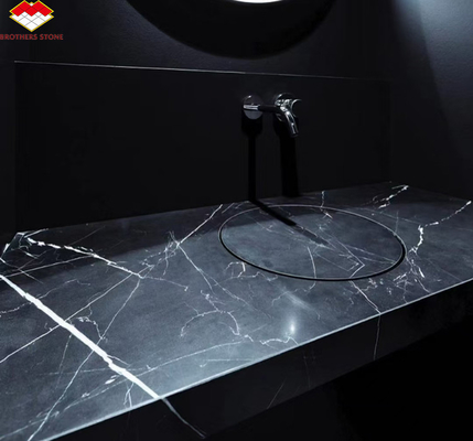 White Veins Marble Sink Cut to Size from Calcite Marble for Modern Hotel Villa Design