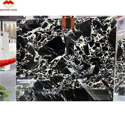 Polished Napoleno Black Marble Glossy Stone for Hotel Villa Long Wall Panel Floor Tile