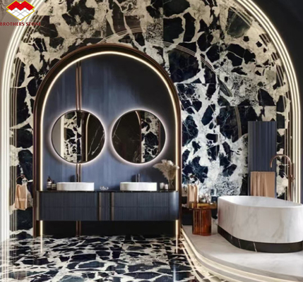 Polished Napoleno Black Marble Glossy Stone for Hotel Villa Long Wall Panel Floor Tile