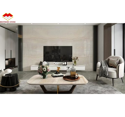 Modern Design Hotel Bathroom Wall Panel with Backlit Natural Stone White Onyx Marble