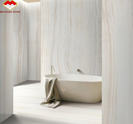 Modern Design Hotel Bathroom Wall Panel with Backlit Natural Stone White Onyx Marble