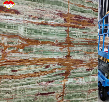 Polished Surface Finishing Pakistan Bamboo Onyx Marble Slabs for Table Modern Design Style