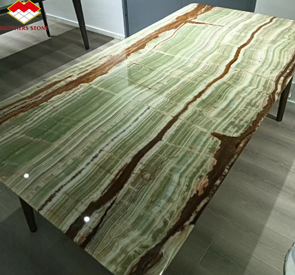 Polished Surface Finishing Pakistan Bamboo Onyx Marble Slabs for Table Modern Design Style