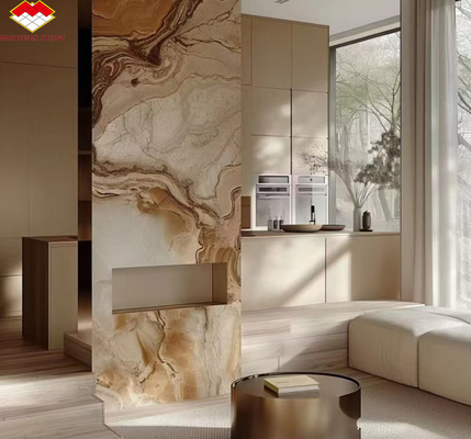 Modern Onyx Marble Gold Vein Wooden Yellow Golden Grain Bathtub Decor for Modern Homes
