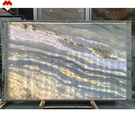 Backlit Blue Roma Quartzite Stone Slab for Dinner Table Vanity Countertop Wall Panel