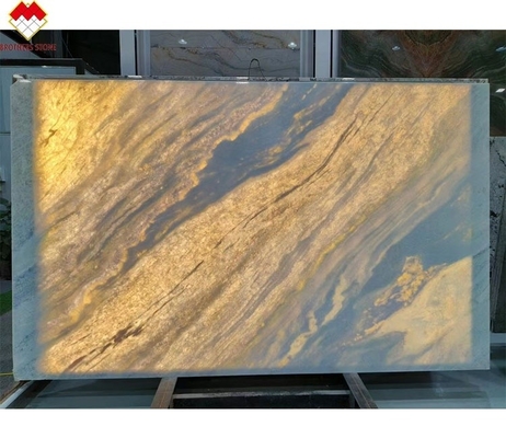 Backlit Blue Roma Quartzite Stone Slab for Dinner Table Vanity Countertop Wall Panel