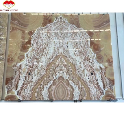Modern Design Polished Marble Bookmatch Tile Custom Backlit Red Dragon Jade Onyx Wall