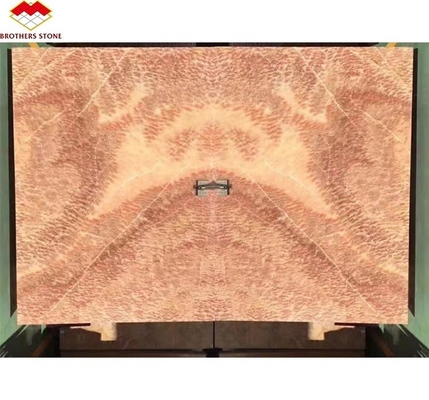 Modern Design Polished Marble Bookmatch Tile Custom Backlit Red Dragon Jade Onyx Wall