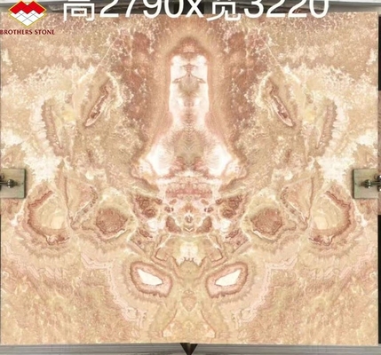 Modern Design Polished Marble Bookmatch Tile Custom Backlit Red Dragon Jade Onyx Wall