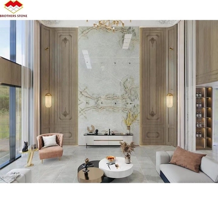 Interior Home Wall Paneling Decor with Modern Backlit Onyx Marble TV Background Panel