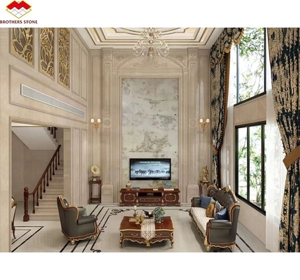 Interior Home Wall Paneling Decor with Modern Backlit Onyx Marble TV Background Panel