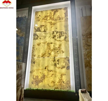 Interior Home Wall Paneling Decor with Modern Backlit Onyx Marble TV Background Panel