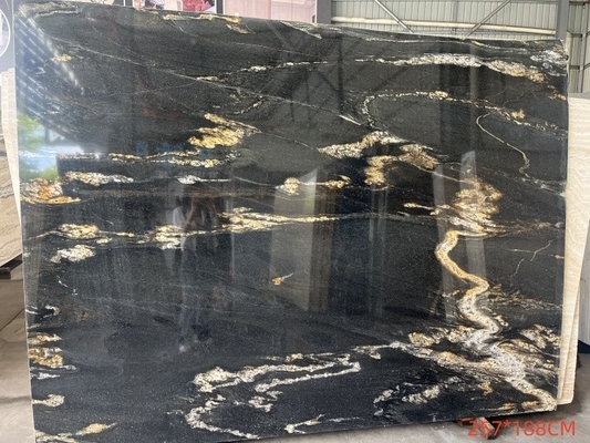 Customized Luxury Black Gold Veins Quartzite Stone Vanity Top for Kitchen and Bathroom