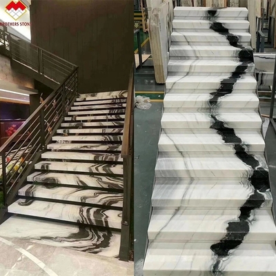 Indoor Honed Finish Natural Stone Spiral Staircase with LED Light and Anti-Slip Design