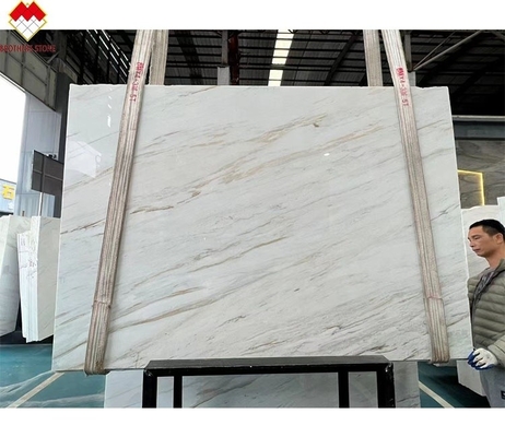 Customized Size Venus Gold Calacatta Marble Spiral Staircase Tread Indoor Modern LED Light and Anti-Slip Design