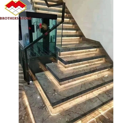 Natural Stone Stairs in Modern European Style with Cut-to-Size Big Slab Polished Tiles