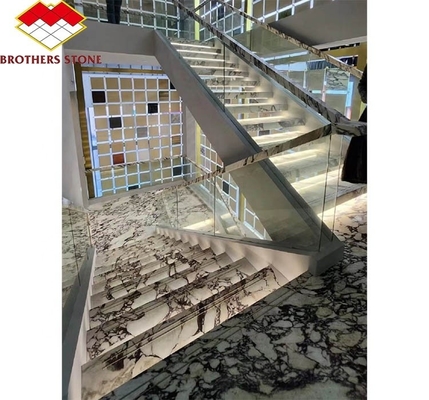 Natural Stone Stairs in Modern European Style with Cut-to-Size Big Slab Polished Tiles