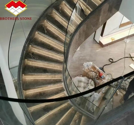 Natural Stone Stairs in Modern European Style with Cut-to-Size Big Slab Polished Tiles