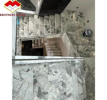 Natural Stone Stairs in Modern European Style with Cut-to-Size Big Slab Polished Tiles