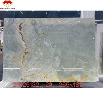 Gold and Blue Onyx Marble Stone for Hotel Floor Luxury Natural Stone Jade Slab Design