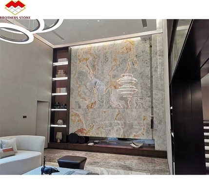 Gold and Blue Onyx Marble Stone for Hotel Floor Luxury Natural Stone Jade Slab Design