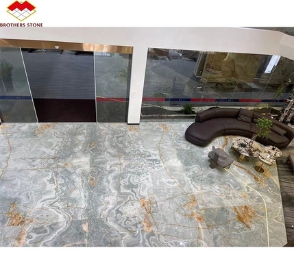 Gold and Blue Onyx Marble Stone for Hotel Floor Luxury Natural Stone Jade Slab Design