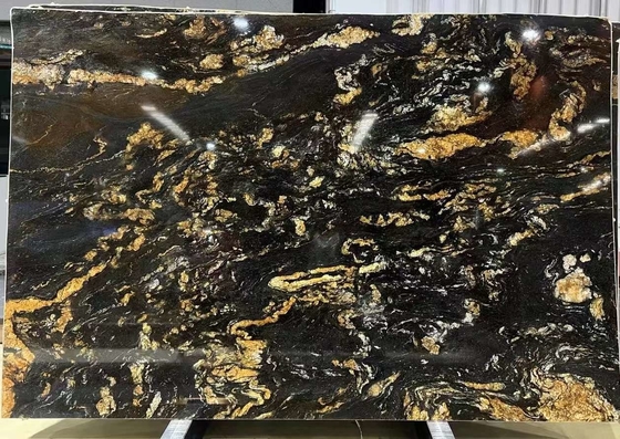 Customized Luxury Black Gold Veins Quartzite Stone Vanity Top for Kitchen and Bathroom