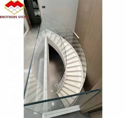 Indoor Natural Marble Spiral Stairs with Polished Cut-to-Size Treads and Modern Style