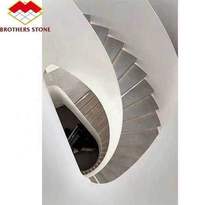 Indoor Natural Marble Spiral Stairs with Polished Cut-to-Size Treads and Modern Style