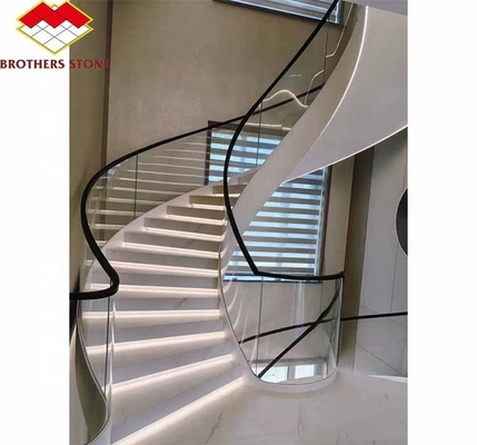 Indoor Natural Marble Spiral Stairs with Polished Cut-to-Size Treads and Modern Style