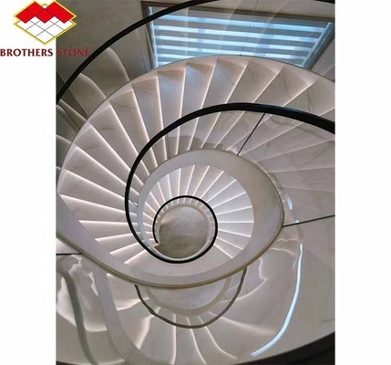 Indoor Natural Marble Spiral Stairs with Polished Cut-to-Size Treads and Modern Style