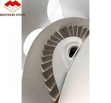 Indoor Natural Marble Spiral Stairs with Polished Cut-to-Size Treads and Modern Style