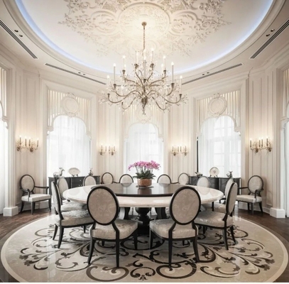 Modern Mideast Style Luxury Villa Beige Amber and White Marble Lavabo Interior Design