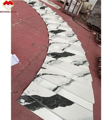 Customized Grade Lavabo Interior Stair Design Panda White Marble Look Porcelain Tiles